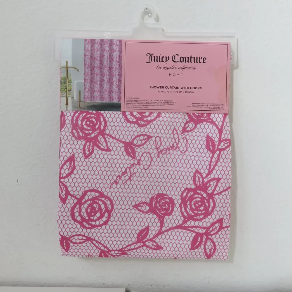 (#G-1) Juicy Couture Shower Curtain with Hooks